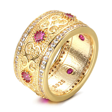 Fashion Luxury Double Row Micro-wax Inlay Filled 14K Rose Gold AAA Zircon Diamonds Rings - Wedding Party Jewellery
